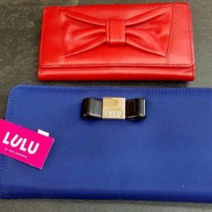NWT Lulu Guinness Navy Blue & Red Leather Wallets